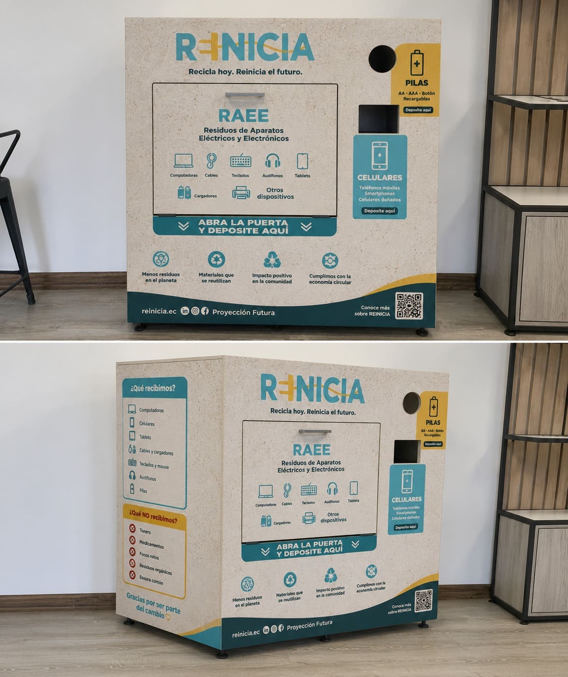 Contenedor REINICIA para RAEE, pilas y celulares